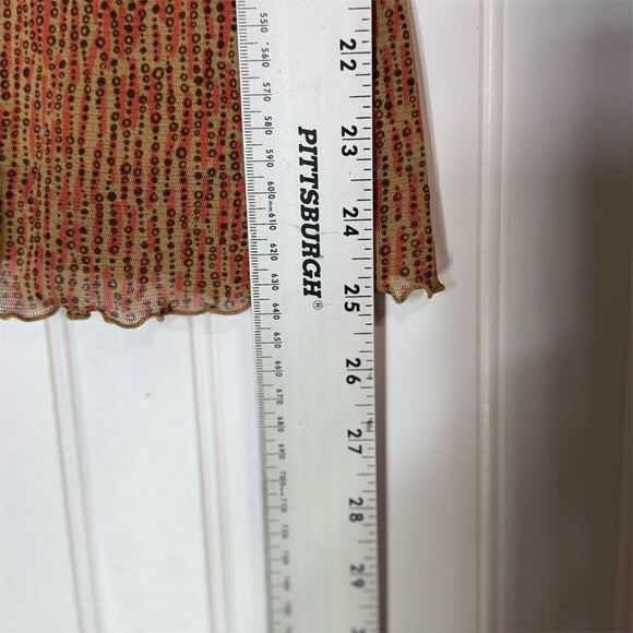 Axcess Liz Claiborne XL Micropleated Crinkle Mesh Top Brown Red Y2K Cottagecore - Picture 5 of 8